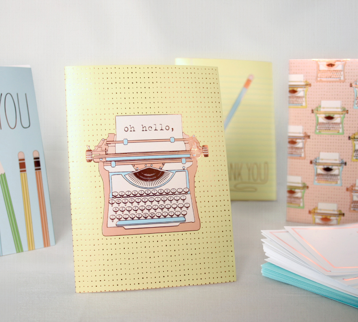 typewriter and pencils stationery collection