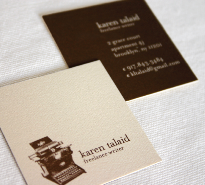 Karen Talaid freelance writer logo and business card