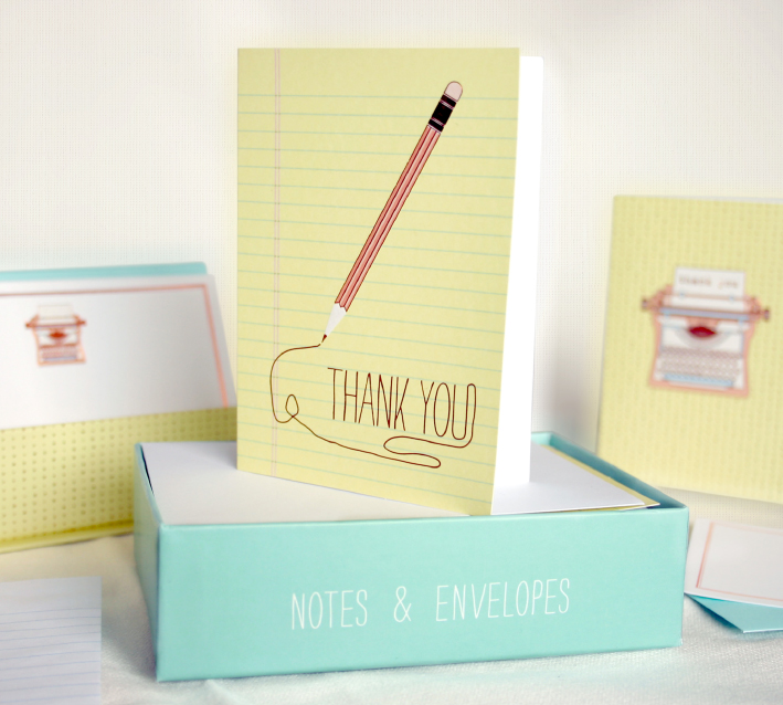 typewriter and pencils stationery collection