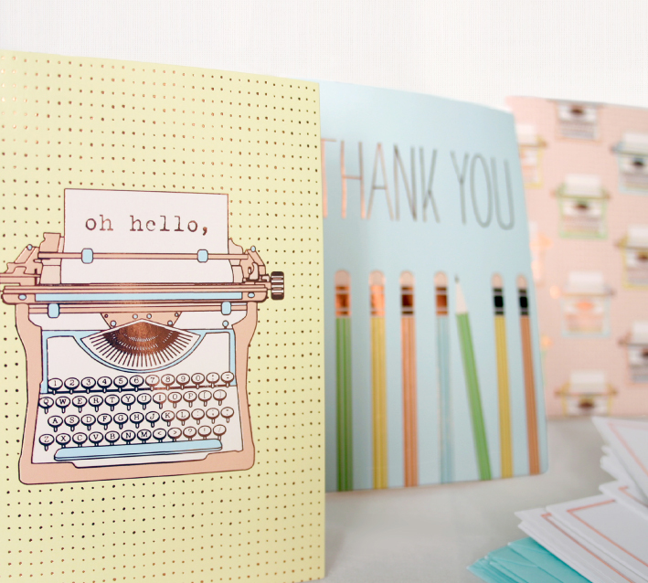 typewriter and pencils stationery collection